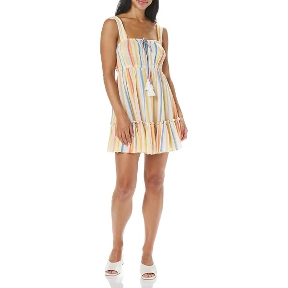 NWT Ramy Brook Dixie Mini Dress Multi Color Stripe Flowy Tiered